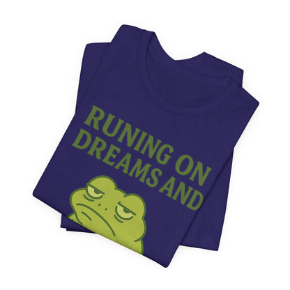 Running on Dreams and Snooze Buttons Shirt Sleepy Frog Tee Funny Night Owl Top Great Dad Gift Cozy Loungewear Aesthetic