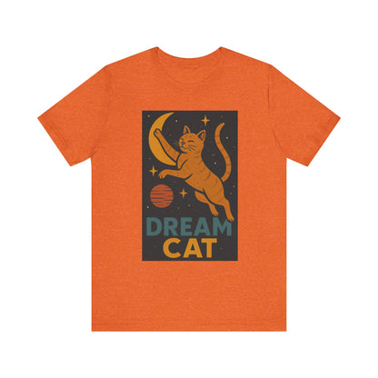 Dream Cat Shirt Retro Space Kitty Tee Moon and Stars Poster Style Japan Inspired Vintage Graphic Gift for Cat Lovers and Dad