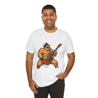 Sumo Guitar Rock T Shirt Japanese Sumo Wrestler Electric Guitar Vintage Comic Style Graphic Tee Japan Gift For Dad Music Fans