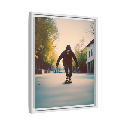 Skull Hoodie Skater Canvas Print Urban Street Art Skateboard Wall Decor Dawn Ride Gift for Dad Teen Room Gothic Vibe