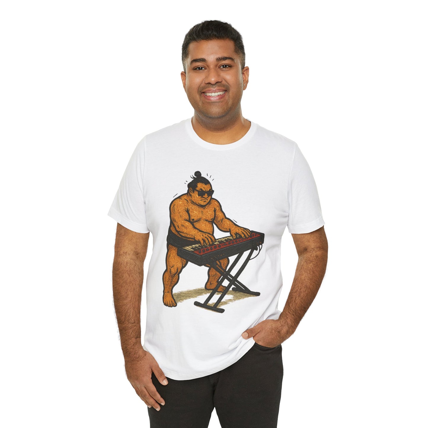 Sumo Piano Rock T Shirt Japanese Sumo Wrestler Playing Stage Keyboard Vintage Comic Art Graphic Tee Japan Gift For Dad Musicians