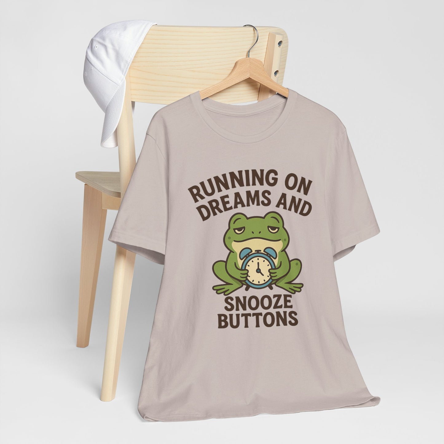 Running on Dreams and Snooze Buttons Shirt Sleepy Frog Tee Funny Night Owl Top Great Dad Gift Cozy Loungewear Aesthetic