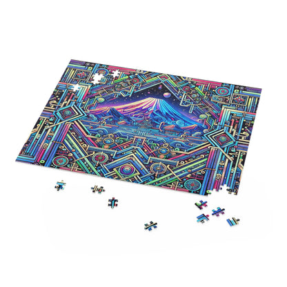 Neon x Geometric x Mt. Fuji! A super tricky puzzle with a cool sci-fi vibe-perfect brain workout for adults! 1000+ pieces of fun!