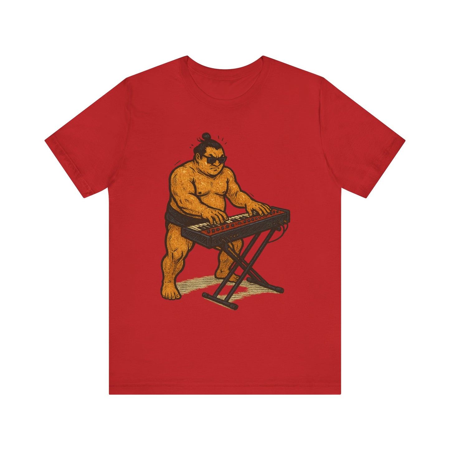 Sumo Piano Rock T Shirt Japanese Sumo Wrestler Playing Stage Keyboard Vintage Comic Art Graphic Tee Japan Gift For Dad Musicians