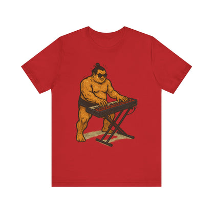 Sumo Piano Rock T Shirt Japanese Sumo Wrestler Playing Stage Keyboard Vintage Comic Art Graphic Tee Japan Gift For Dad Musicians