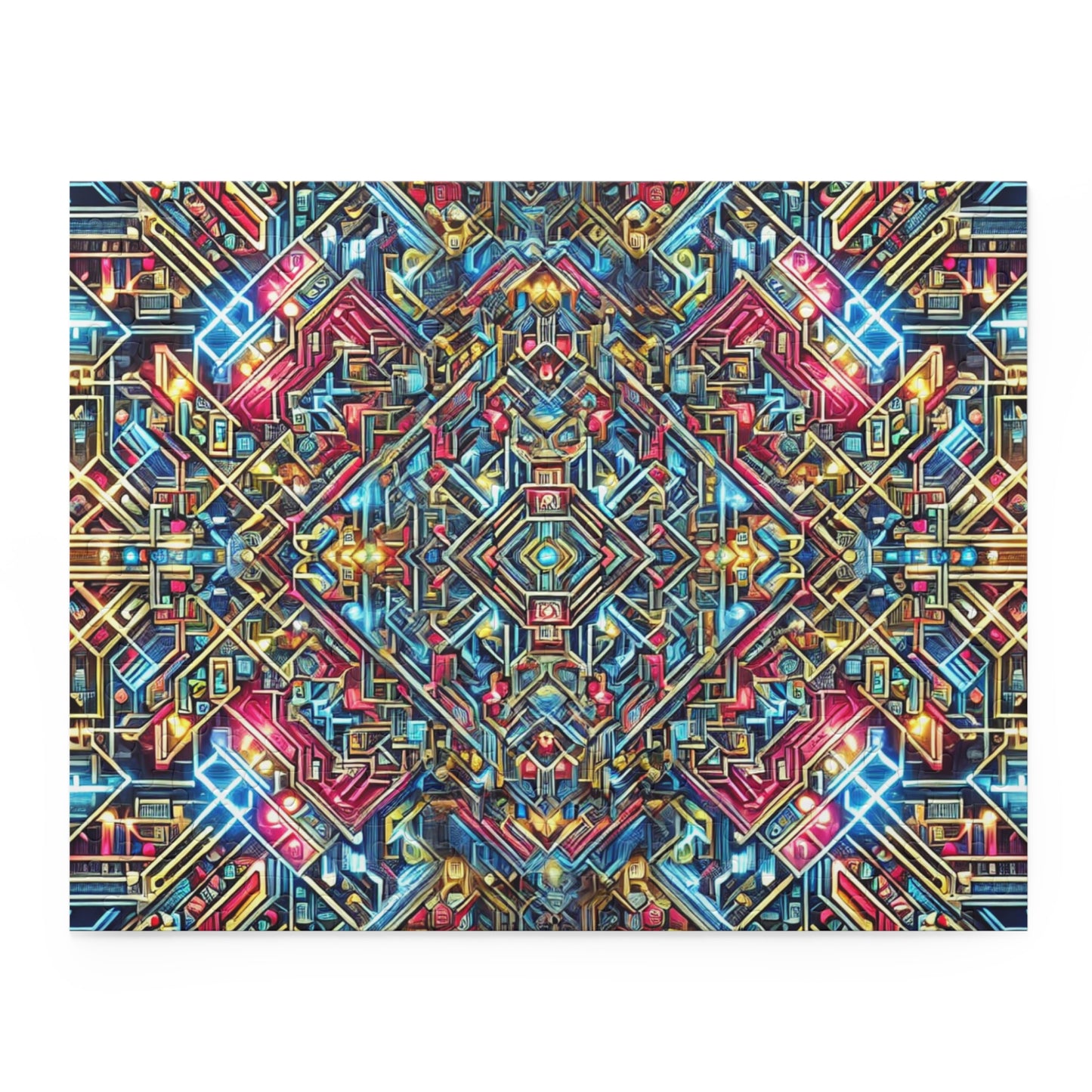 Futuristic Neon Circuit Puzzle-Ultra-Detailed Geometric Jigsaw for Adults | Sci-Fi Abstract Challenge (1000+ Pieces)