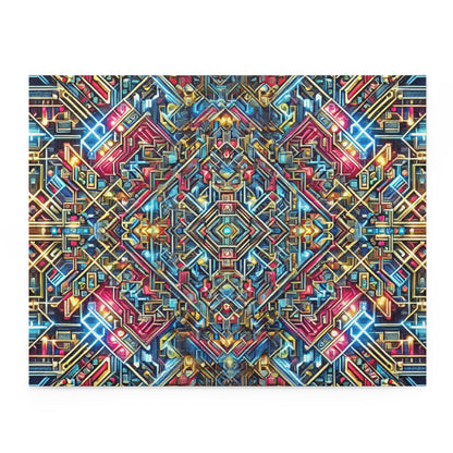 Futuristic Neon Circuit Puzzle-Ultra-Detailed Geometric Jigsaw for Adults | Sci-Fi Abstract Challenge (1000+ Pieces)