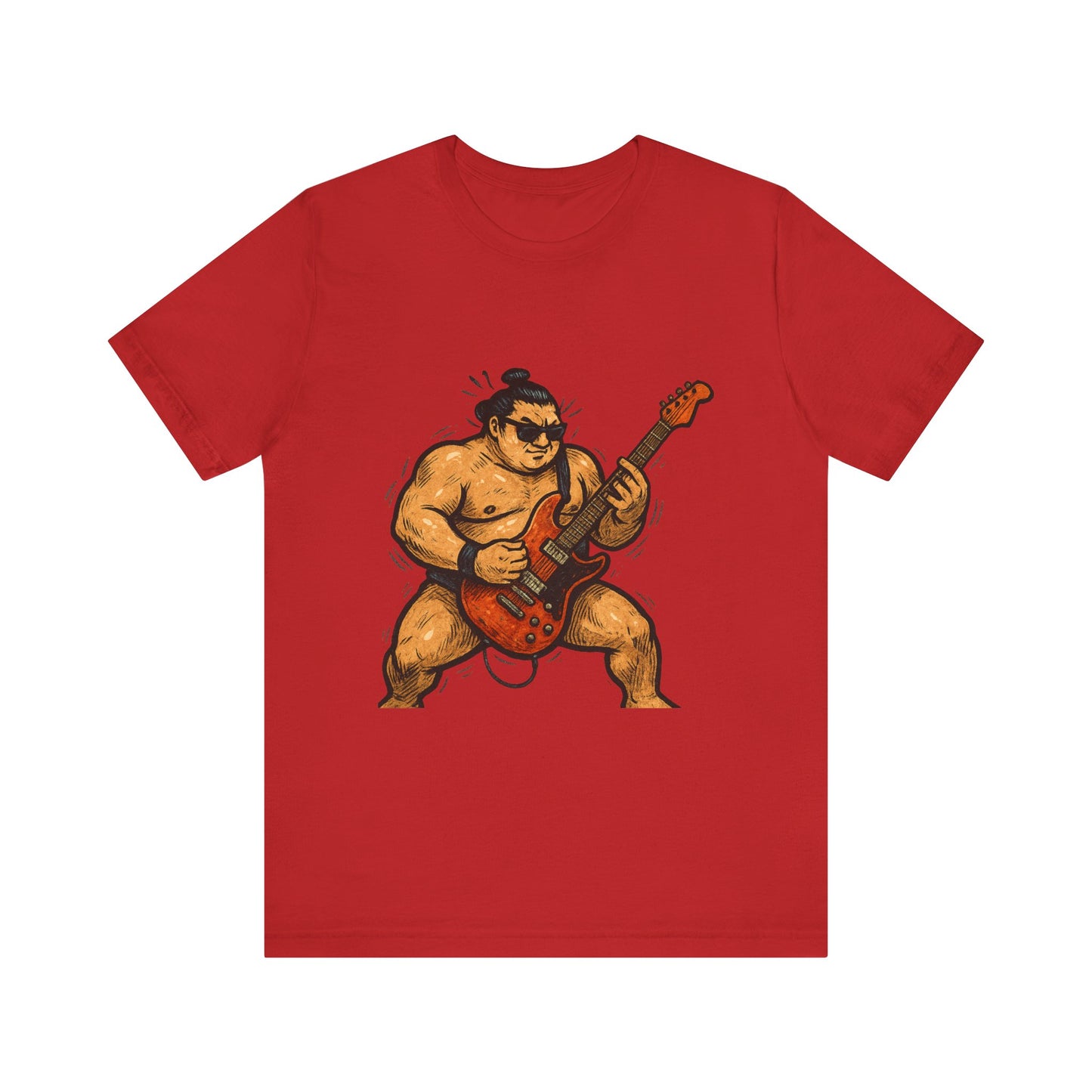 Sumo Guitar Rock T Shirt Japanese Sumo Wrestler Electric Guitar Vintage Comic Style Graphic Tee Japan Gift For Dad Music Fans