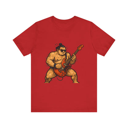 Sumo Guitar Rock T Shirt Japanese Sumo Wrestler Electric Guitar Vintage Comic Style Graphic Tee Japan Gift For Dad Music Fans