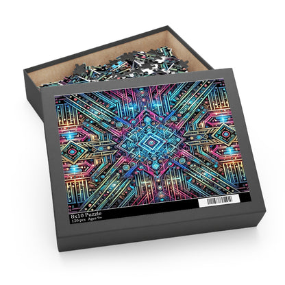 Futuristic Neon Circuit Puzzle-Ultra-Detailed Geometric Jigsaw for Adults | Sci-Fi Abstract Challenge (1000+ Pieces)
