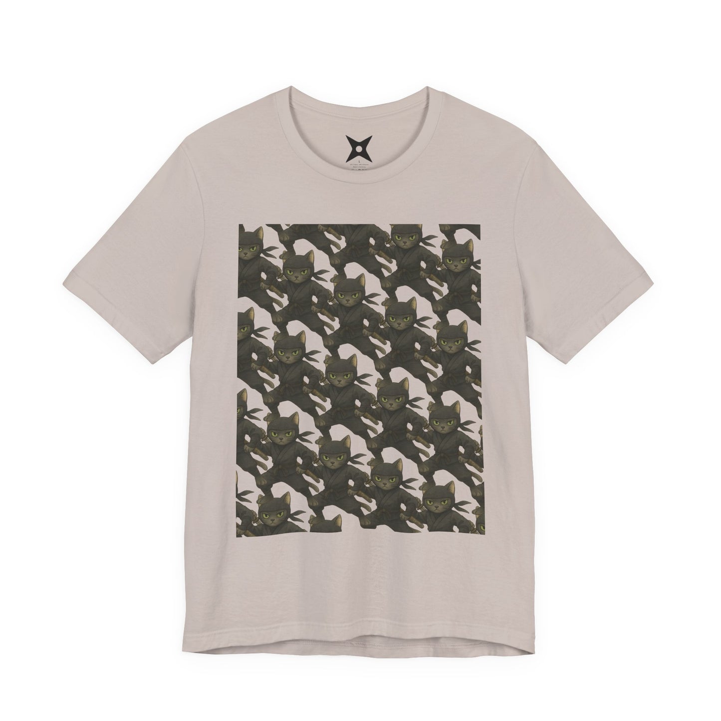 Ninja Cat T-Shirt - Cute Ninja Cat Front Print and Bold Japanese Kanji "NEKONIN" Back Print - Cool Unisex Japanese Streetwear Tee