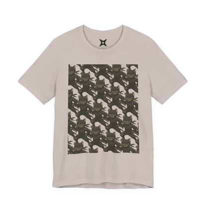 Ninja Cat T-Shirt - Cute Ninja Cat Front Print and Bold Japanese Kanji "NEKONIN" Back Print - Cool Unisex Japanese Streetwear Tee