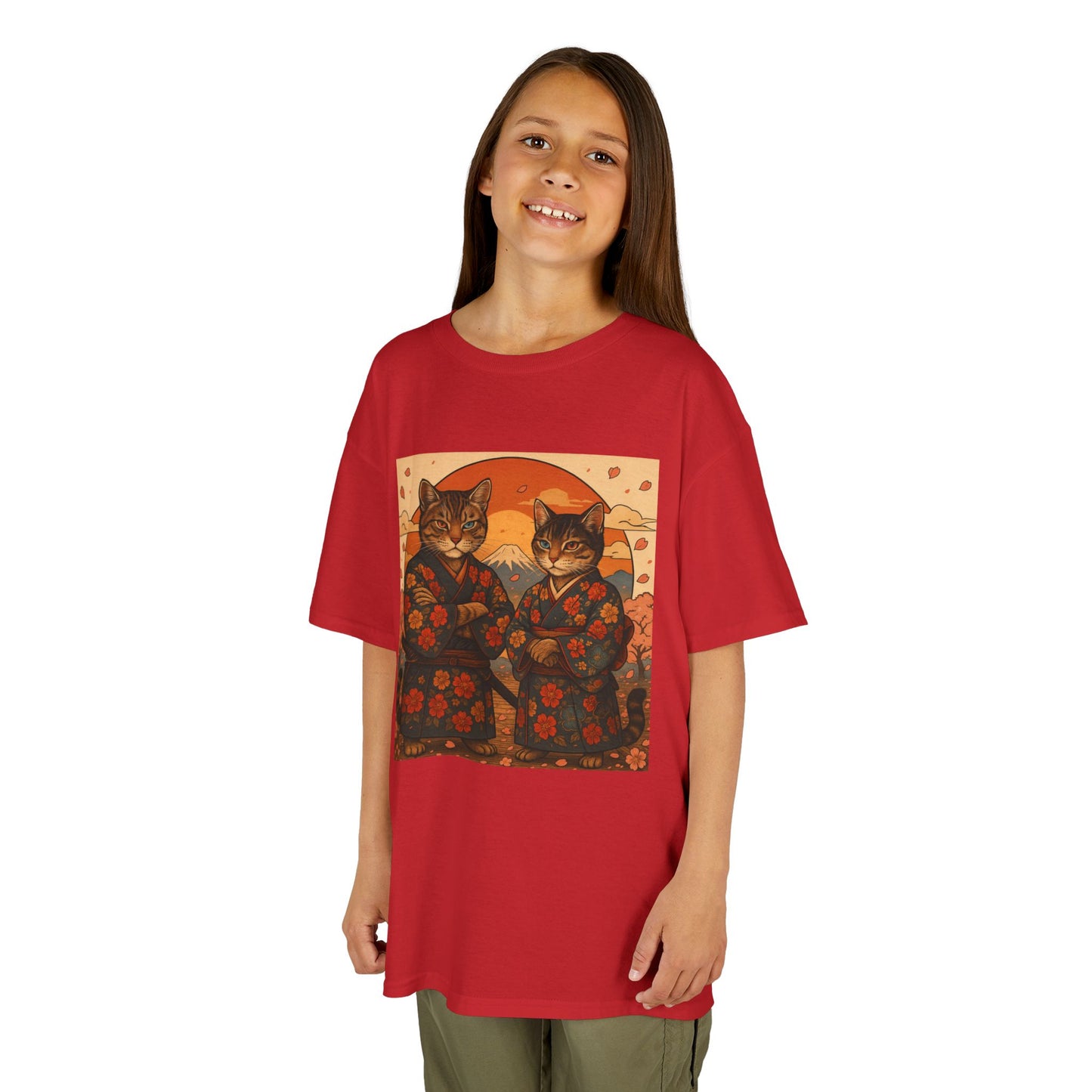 Samurai Cat Kids Kimono Shirt-Japanese Floral Cat Art Clothing for Boys and Girls,Cute Anime-Inspired Cultural Outfit for Festivals  Gifts