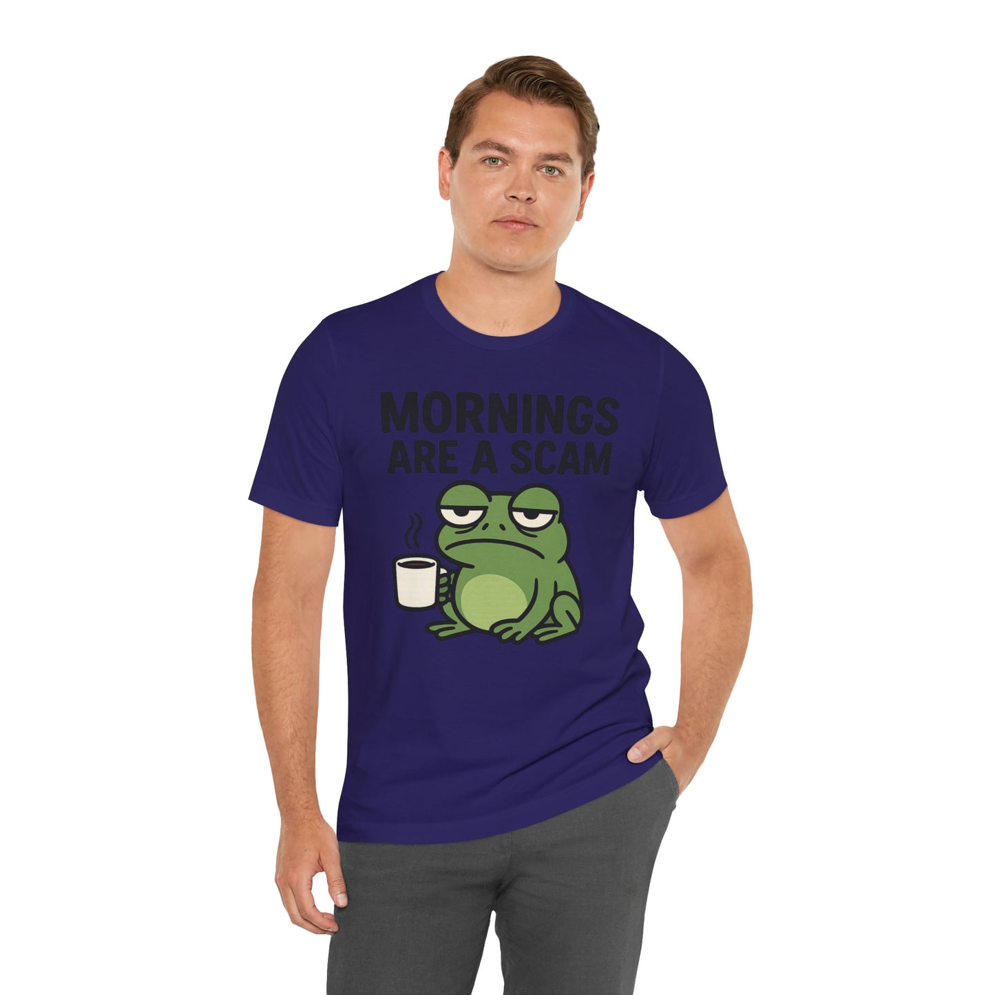 Mornings Are a Scam Frog Shirt Funny Sleepy Tee Night Owl Top Coffee First Gift for Dad Cute Graphic Loungewear Aesthetic