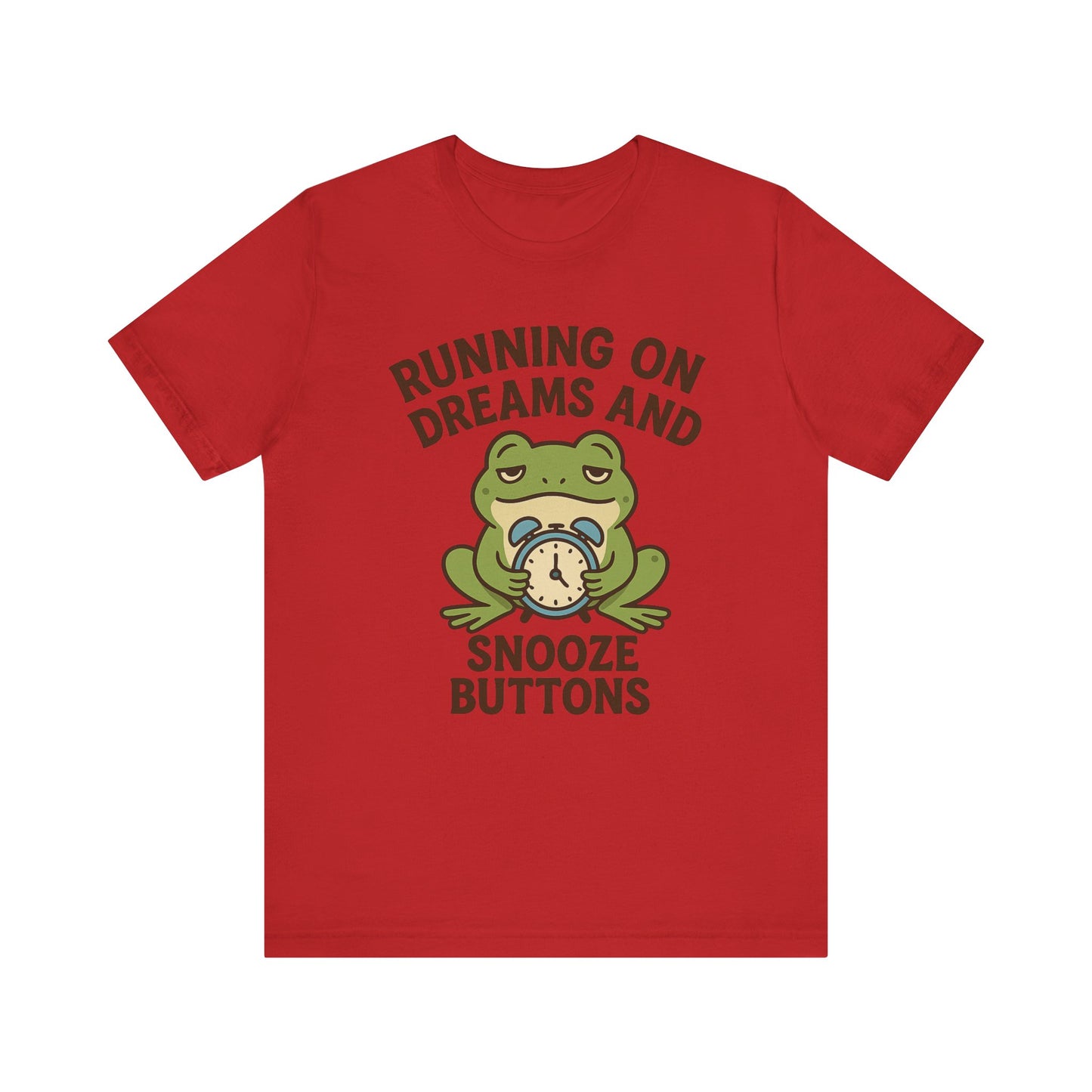 Running on Dreams and Snooze Buttons Shirt Sleepy Frog Tee Funny Night Owl Top Great Dad Gift Cozy Loungewear Aesthetic