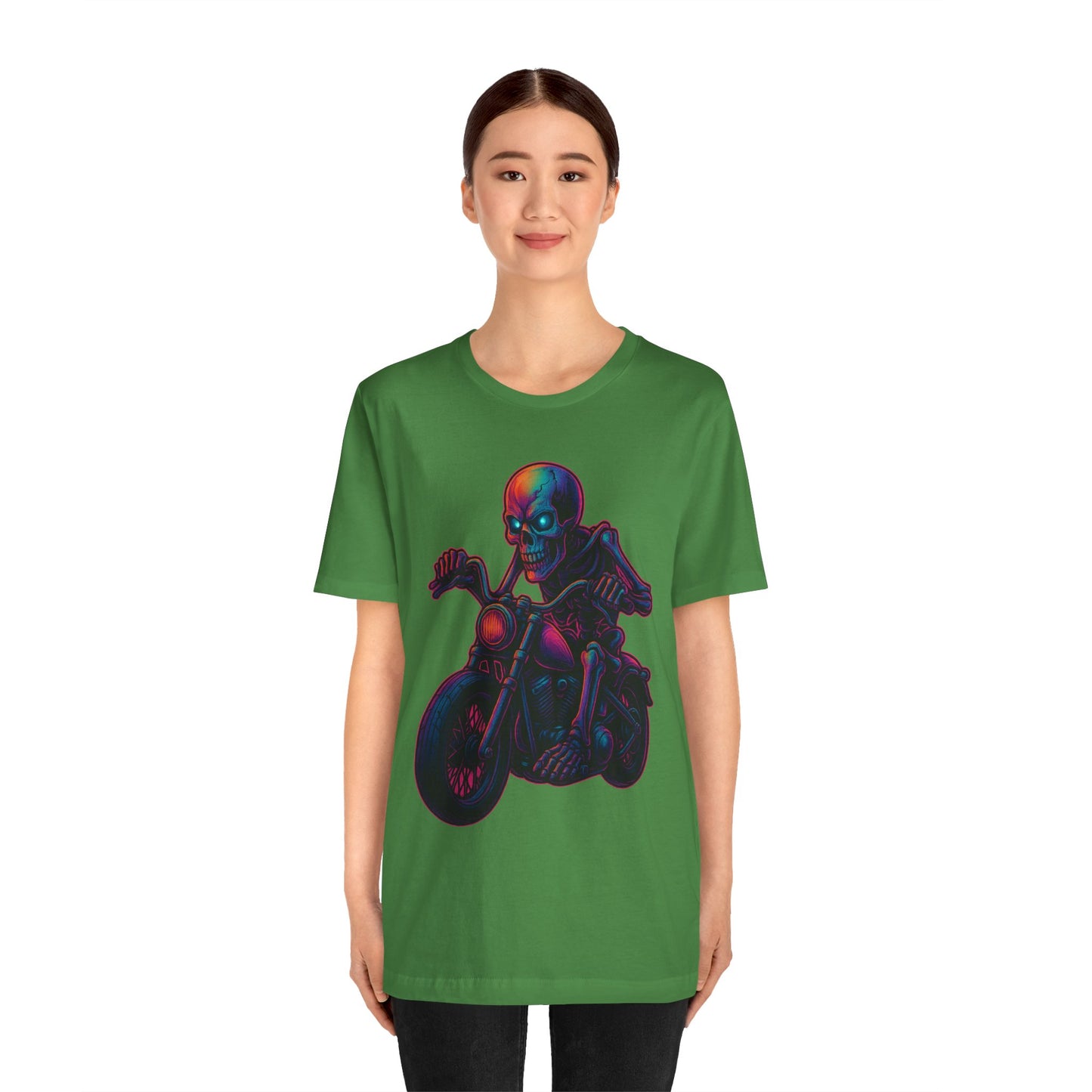 Neon Gashadokuro Harley Rider Tattoo Style Shirt Horror Yokai Streetwear for Adults Biker Dad Gift Japanese Art Tee