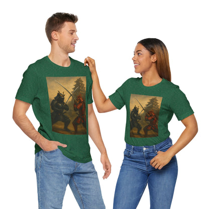 Epic Cat Samurai Battle Tee - War Horses Clash in Front of Japanese Castle  Feline Warrior Art Shirt for Fantasy & Japan Lovers