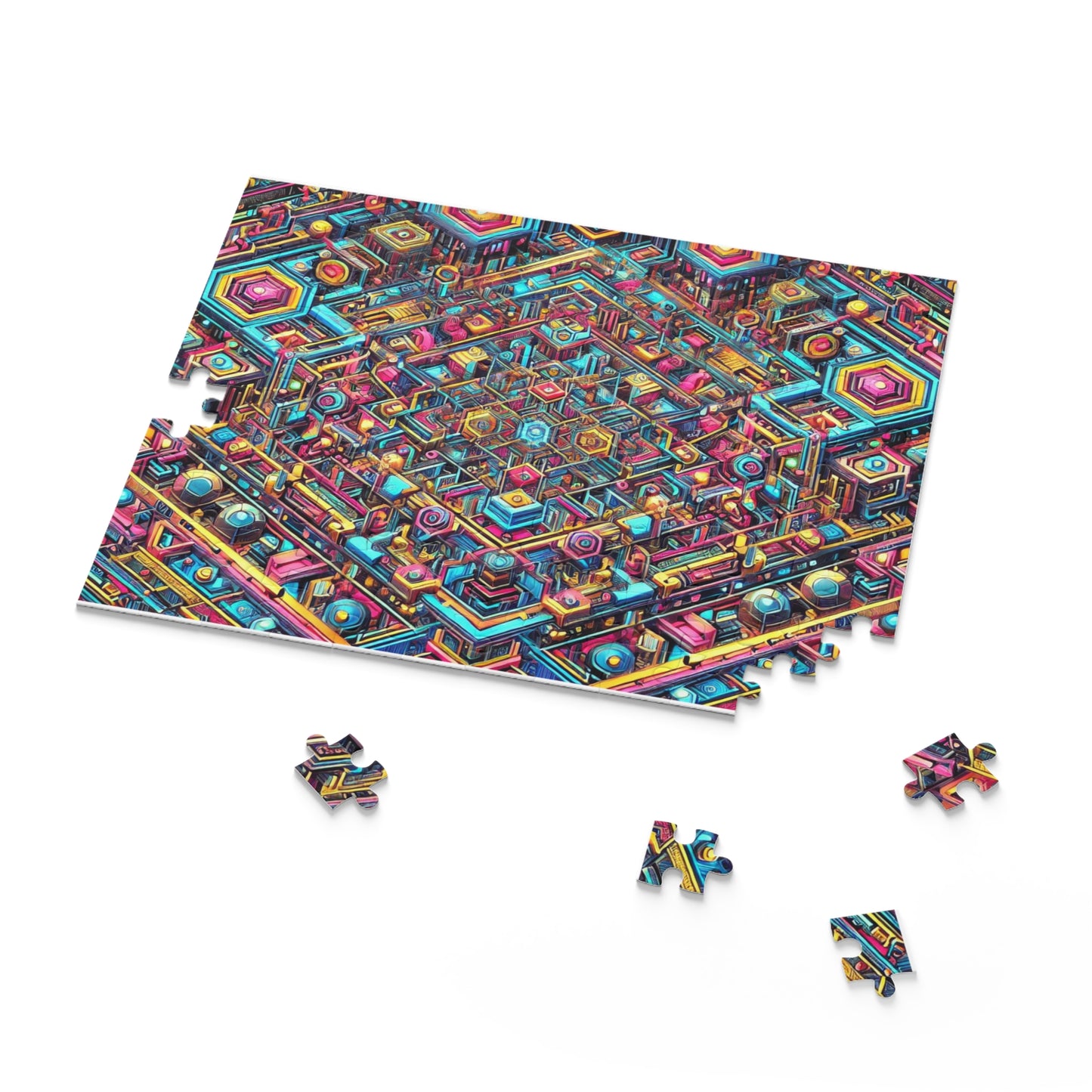 Futuristic Neon Circuit Puzzle-Ultra-Detailed Geometric Jigsaw for Adults | Sci-Fi Abstract Challenge (1000+ Pieces)
