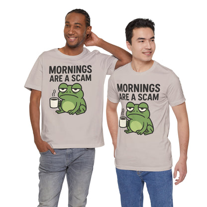 Mornings Are a Scam Frog Shirt Funny Sleepy Tee Night Owl Top Coffee First Gift for Dad Cute Graphic Loungewear Aesthetic