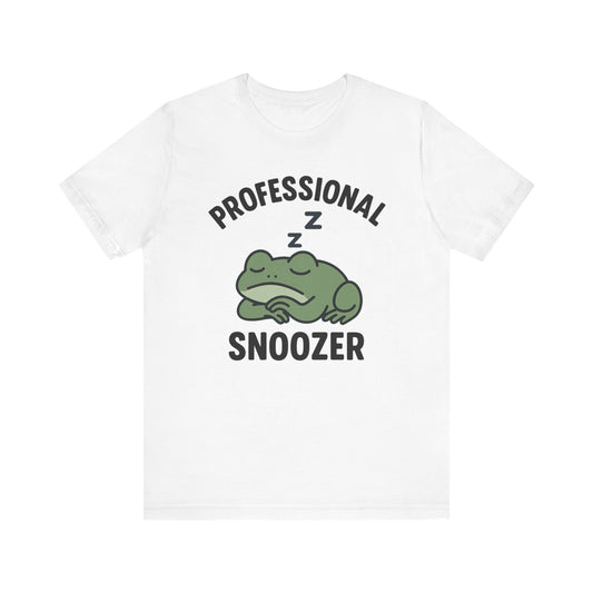 Professional Snoozer Frog Shirt Funny Sleepy Tee Night Owl Top Coffee First Gift for Dad Cute Graphic Cozy Loungewear
