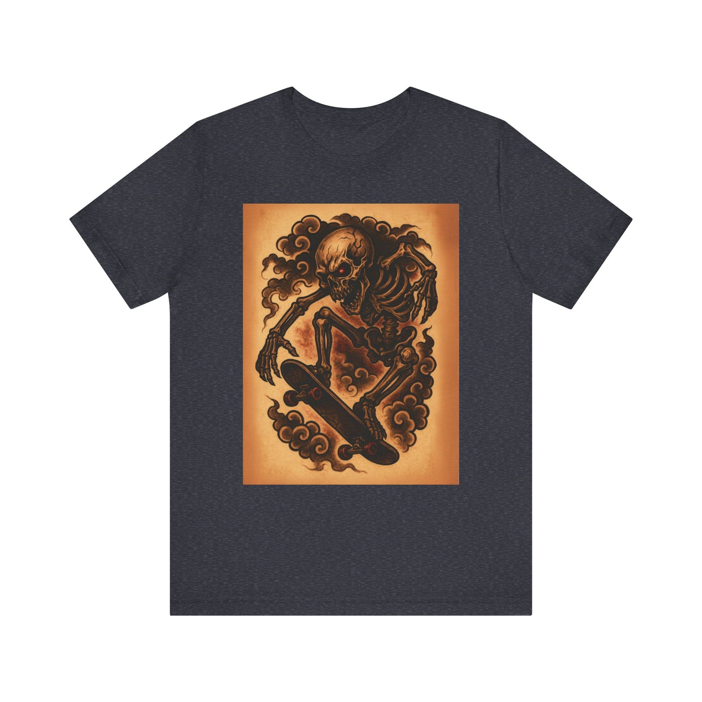 Gashadokuro Skeleton Skateboard Jump Tattoo-Style Shirt - Horror Yokai Streetwear for Adults, Skater Dad Gift, Japanese Folklore Tee