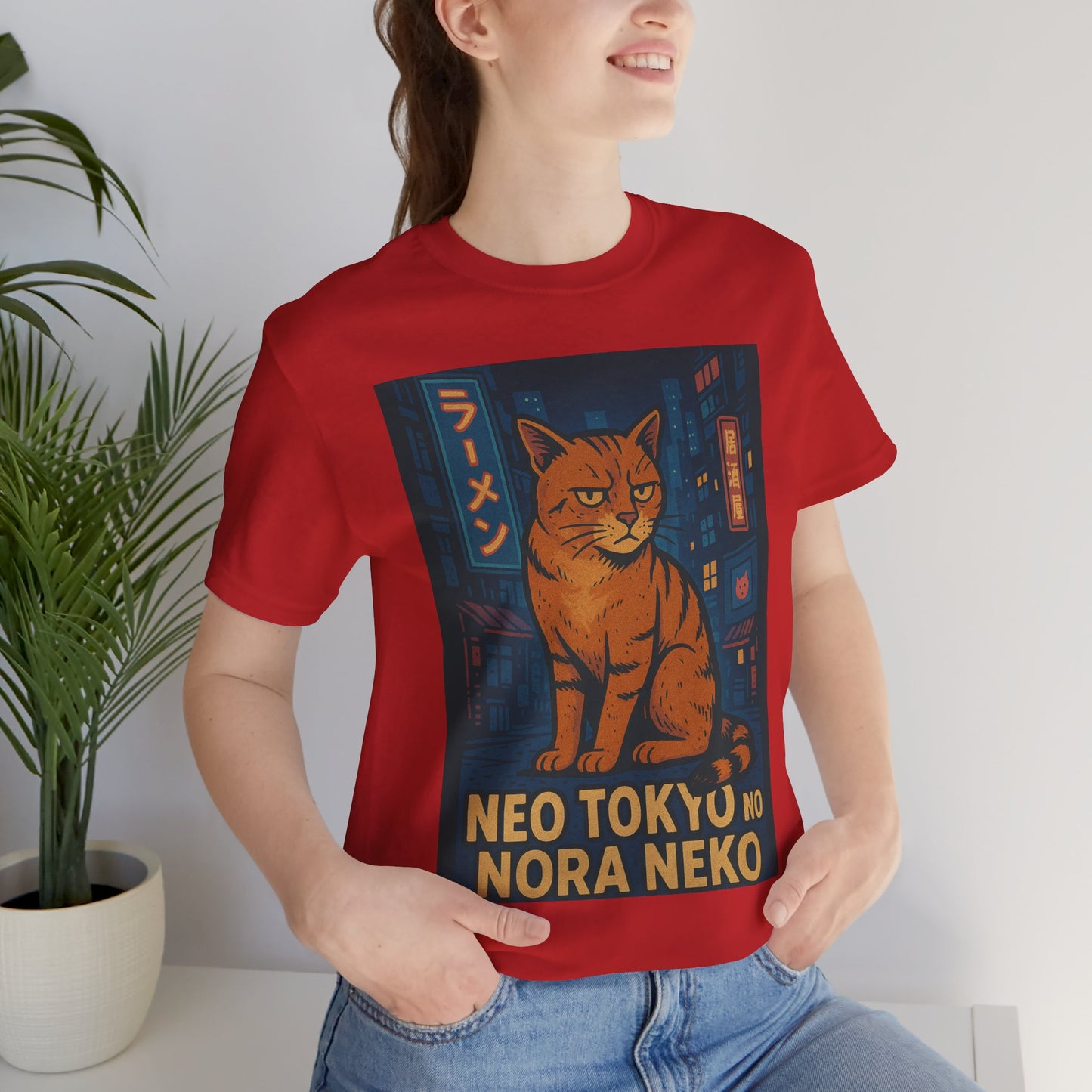 Neo Tokyo Stray Cat Shirt Retro Anime Poster Style Nora Neko Tee Ramen Izakaya Night Graphic Japan Streetwear Gift for Dad