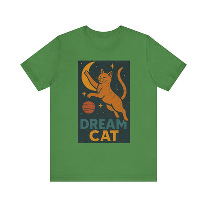 Dream Cat Shirt Retro Space Kitty Tee Moon and Stars Poster Style Japan Inspired Vintage Graphic Gift for Cat Lovers and Dad