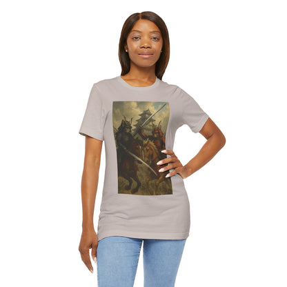Epic Cat Samurai Battle Tee - War Horses Clash in Front of Japanese Castle  Feline Warrior Art Shirt for Fantasy & Japan Lovers