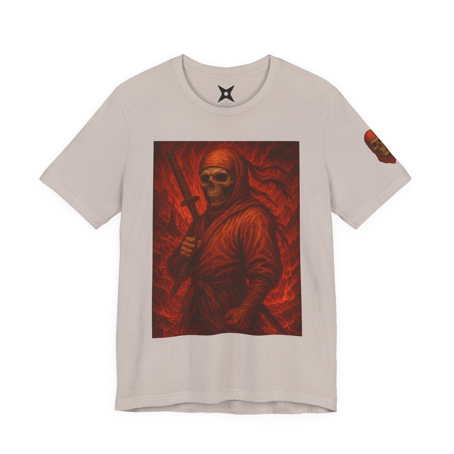 Dark Ninja Skull T-Shirt - Japanese Horror Art, Ninja Skeleton Graphic Tee, High-Detail Gothic Warrior Shirt, Unisex Streetwear