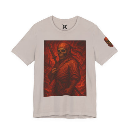 Dark Ninja Skull T-Shirt - Japanese Horror Art, Ninja Skeleton Graphic Tee, High-Detail Gothic Warrior Shirt, Unisex Streetwear