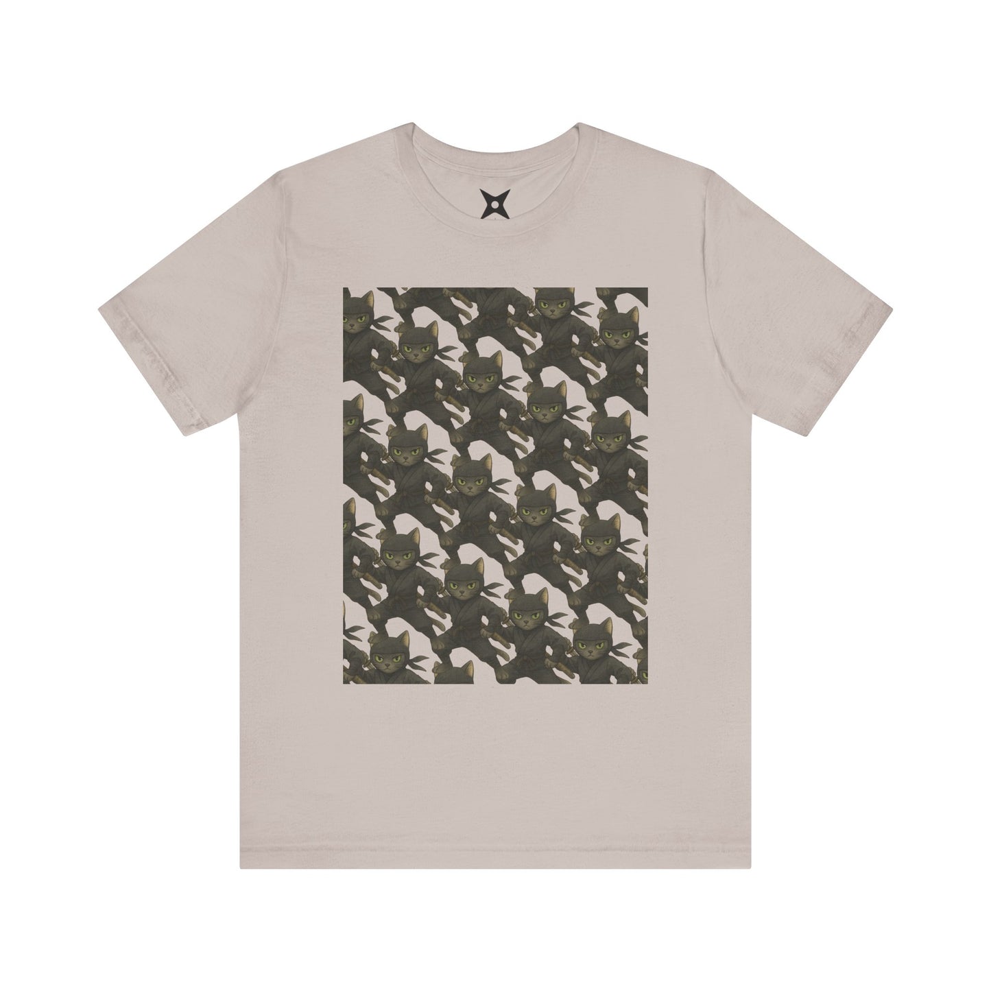 Ninja Cat T-Shirt - Cute Ninja Cat Front Print and Bold Japanese Kanji "NEKONIN" Back Print - Cool Unisex Japanese Streetwear Tee