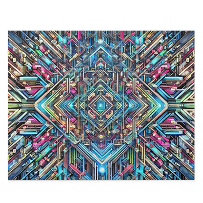 Futuristic Neon Circuit Puzzle-Ultra-Detailed Geometric Jigsaw for Adults | Sci-Fi Abstract Challenge (1000+ Pieces)