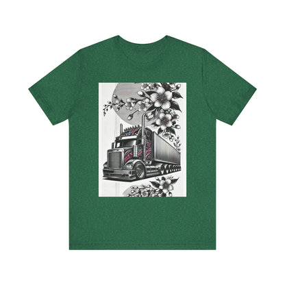 Cherry Blossom Convoy T-Shirt | Japanese Sakura x Modern Truck Art | Unique Graphic Tee for Drivers & Streetwear Lovers No.002