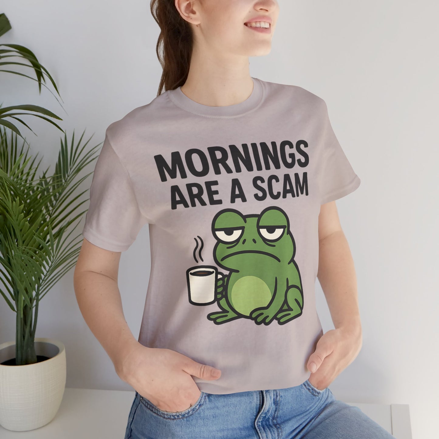 Mornings Are a Scam Frog Shirt Funny Sleepy Tee Night Owl Top Coffee First Gift for Dad Cute Graphic Loungewear Aesthetic