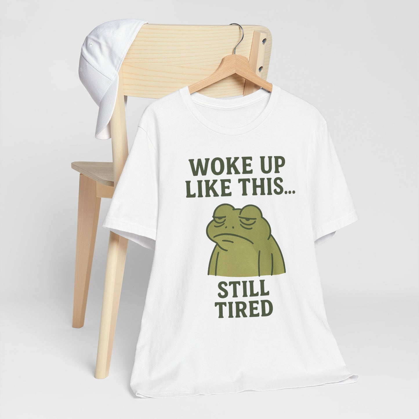 Woke Up Like This Still Tired Frog Shirt Funny Sleepy Tee Night Owl Top Coffee First Gift for Dad Cozy Loungewear Aesthetic
