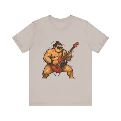 Sumo Guitar Rock T Shirt Japanese Sumo Wrestler Electric Guitar Vintage Comic Style Graphic Tee Japan Gift For Dad Music Fans