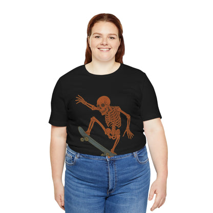 Skater Skeleton Graphic Tee for Adults - Vintage-Style Skeleton Skateboarding Shirt - Edgy Streetwear T-Shirt for Skaters and Art Lovers