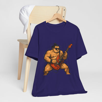 Sumo Guitar Rock T Shirt Japanese Sumo Wrestler Electric Guitar Vintage Comic Style Graphic Tee Japan Gift For Dad Music Fans