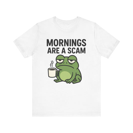 Mornings Are a Scam Frog Shirt Funny Sleepy Tee Night Owl Top Coffee First Gift for Dad Cute Graphic Loungewear Aesthetic