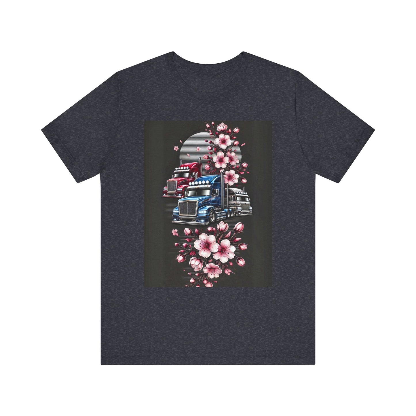 Cherry Blossom Convoy T-Shirt | Japanese Sakura x Modern Truck Art | Unique Graphic Tee for Drivers & Streetwear Lovers No.005