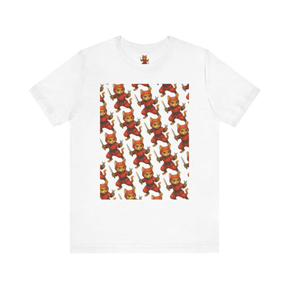 Ninja Cat T-Shirt - Cute Ninja Cat Front Print and Bold Japanese Kanji "NEKONIN" Back Print - Cool Unisex Japanese Streetwear Tee