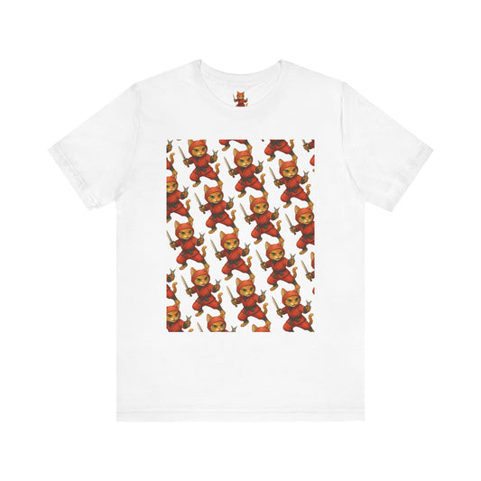 Ninja Cat T-Shirt - Cute Ninja Cat Front Print and Bold Japanese Kanji "NEKONIN" Back Print - Cool Unisex Japanese Streetwear Tee
