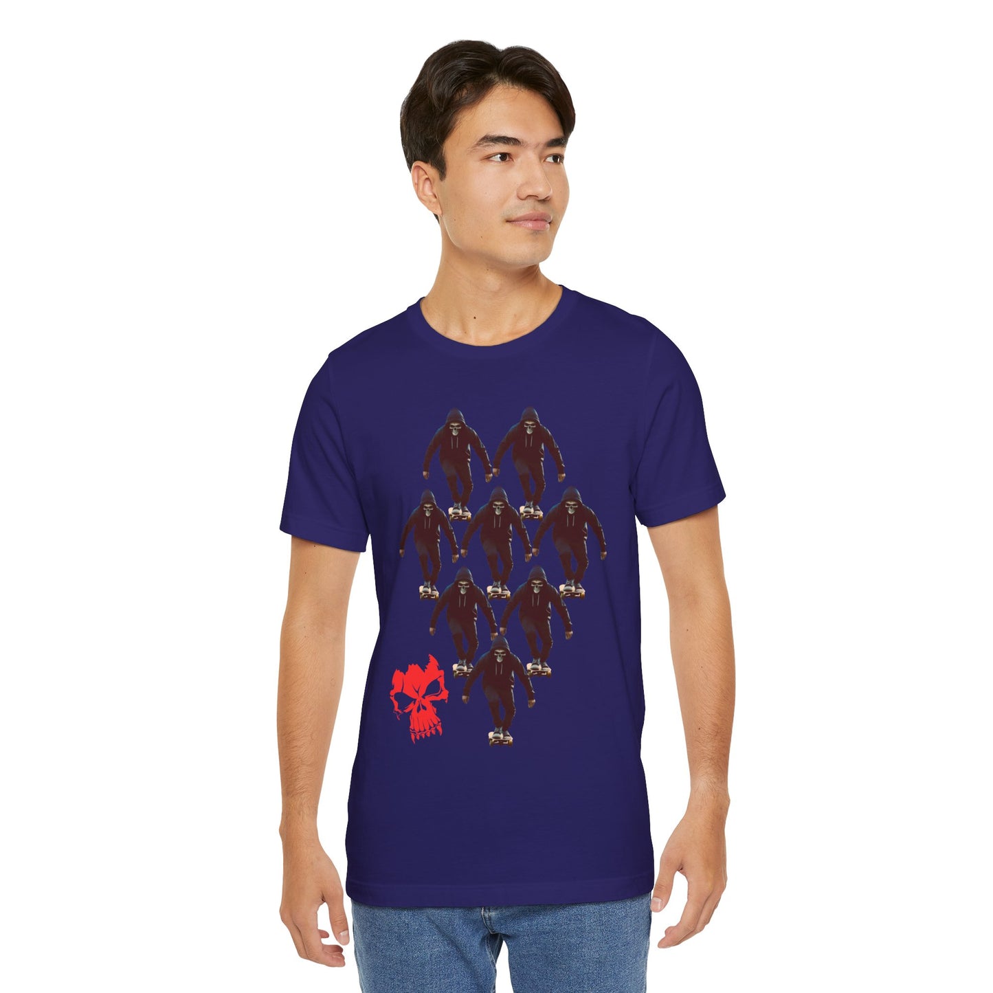 Skull Hoodie Skater T Shirt Urban Streetwear Skateboard Graphic Tee Gothic Horror Skate Style Gift for Dad Teen Boys Halloween Vibe