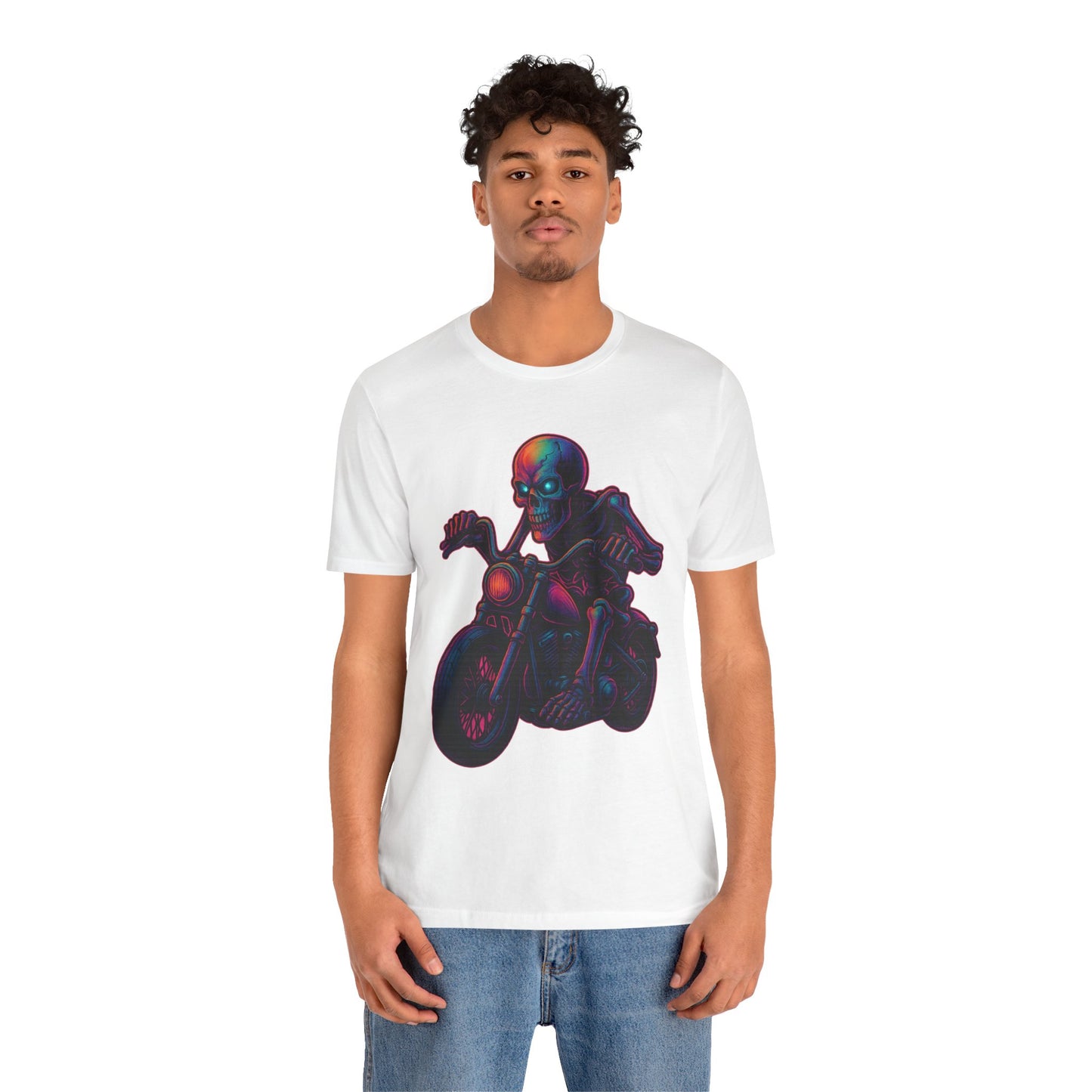 Neon Gashadokuro Harley Rider Tattoo Style Shirt Horror Yokai Streetwear for Adults Biker Dad Gift Japanese Art Tee