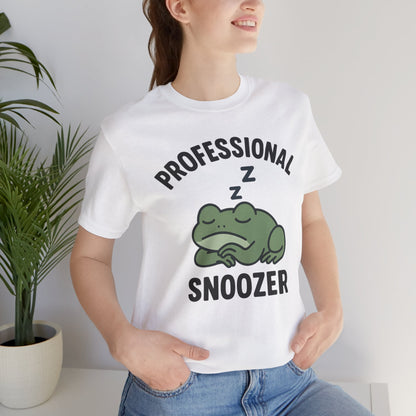Professional Snoozer Frog Shirt Funny Sleepy Tee Night Owl Top Coffee First Gift for Dad Cute Graphic Cozy Loungewear