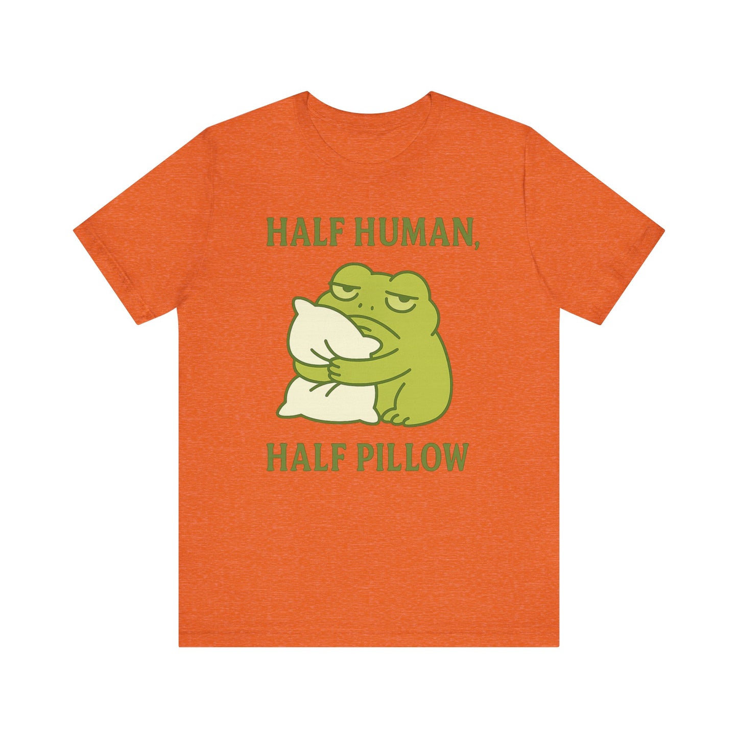 Half Human Half Pillow Funny Sleepy Frog Shirt for Coffee Lovers Dad Gift Not a Morning Person Tee Cozy Kawaii Aesthetic Graphic Top
