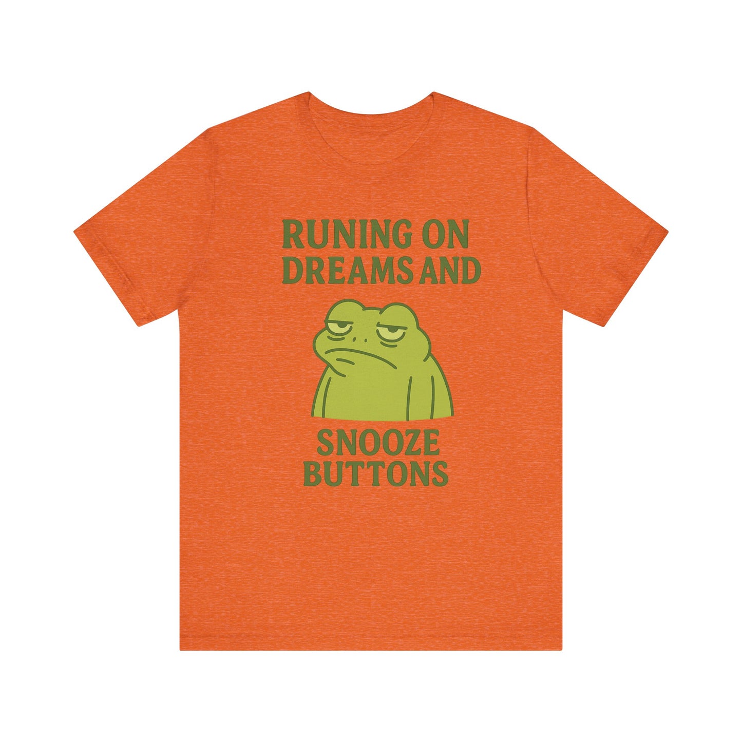 Running on Dreams and Snooze Buttons Shirt Sleepy Frog Tee Funny Night Owl Top Great Dad Gift Cozy Loungewear Aesthetic