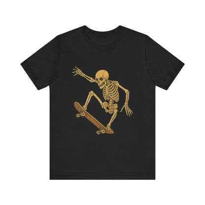 Skater Skeleton Graphic Tee for Adults - Vintage-Style Skeleton Skateboarding Shirt - Edgy Streetwear T-Shirt for Skaters and Art Lovers