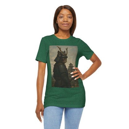 Cat Samurai Vigil Tee | Armored Feline Warrior w/ Castle Backdrop | Japanese Art Unisex Shirt