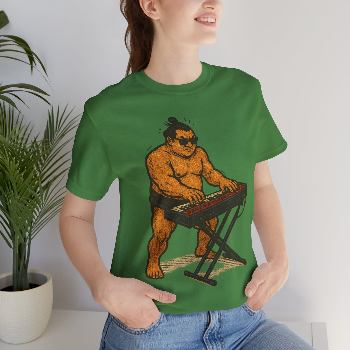 Sumo Piano Rock T Shirt Japanese Sumo Wrestler Playing Stage Keyboard Vintage Comic Art Graphic Tee Japan Gift For Dad Musicians